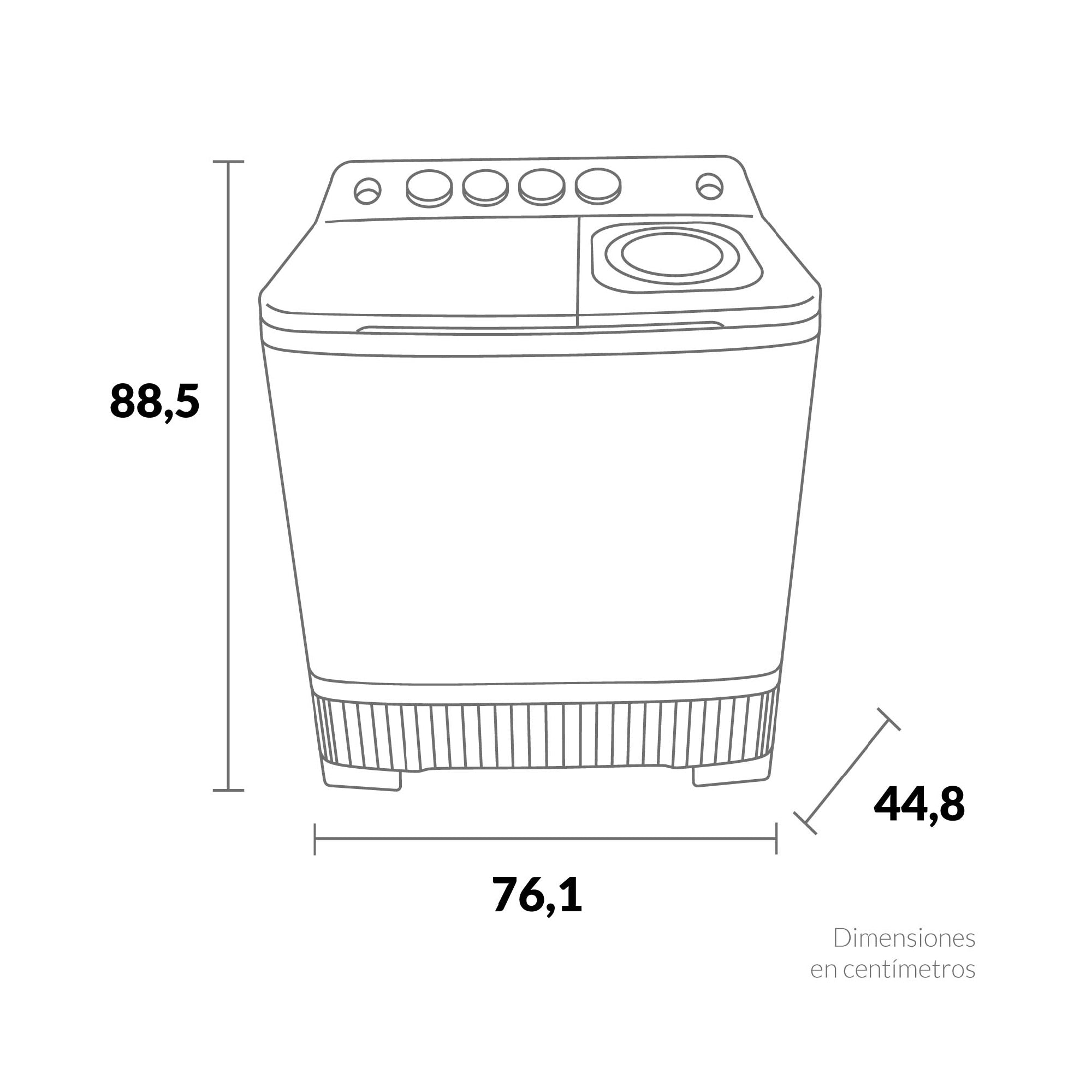 Lavadora Doble Tina 11 kg, Blanco