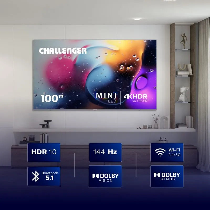 Televisor 100 Pulgadas Miniled Googletv Challenger 100kg290