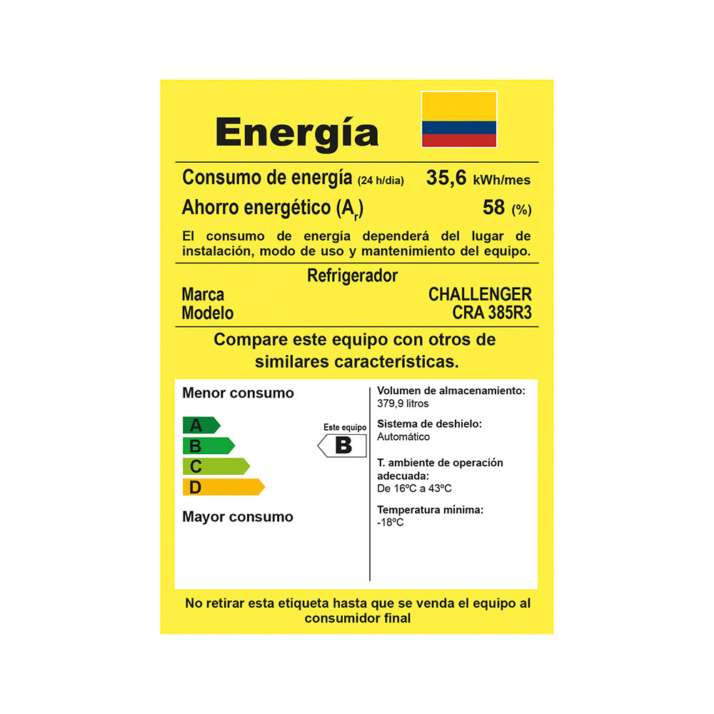 Nevera Challenger Cra 385, Negro Mate