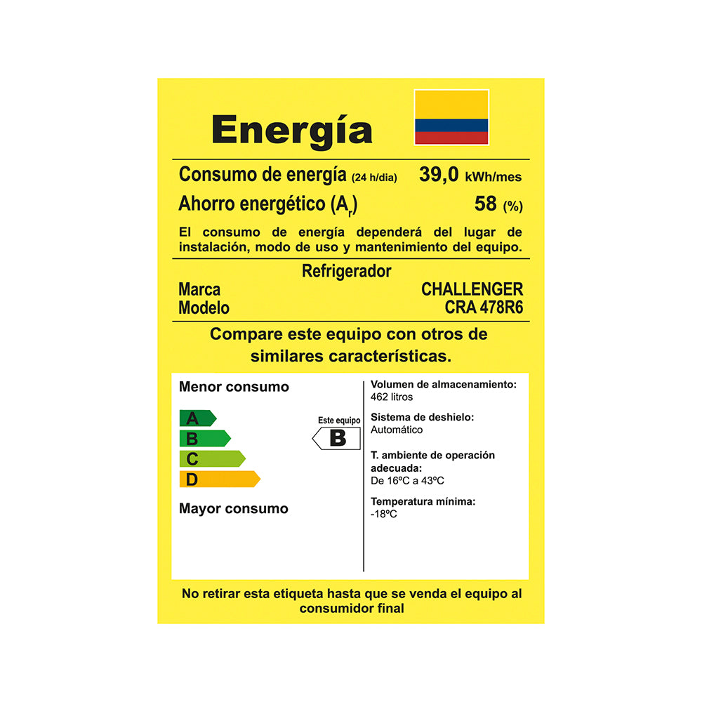 Nevera Challenger Cra 478, Negro Mate