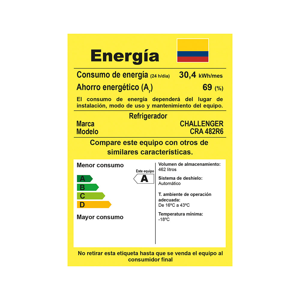 Nevera Challenger Cra 482, Negro Mate