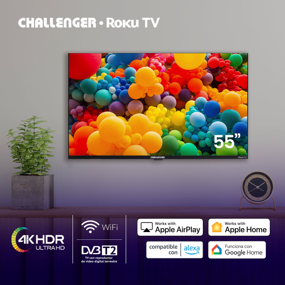 Televisor LED 55" HD Roku Challenger, Negro