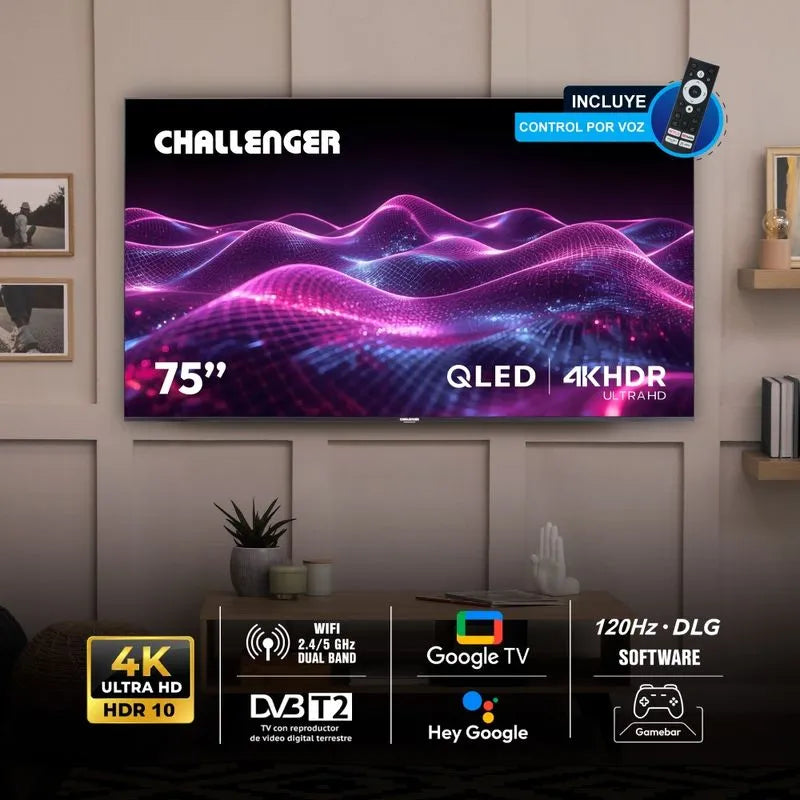 Televisor 75 Pulgadas Qled Google Gaming Challenger 75tg4770