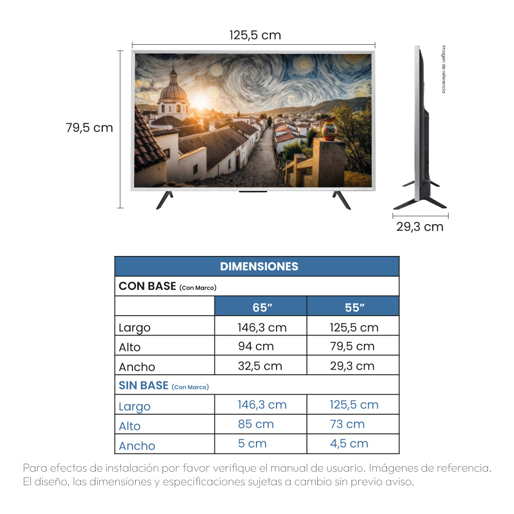 Televisor Challenger QLED Arte 55 Pulgadas Google TV 55TG380 BT T2
