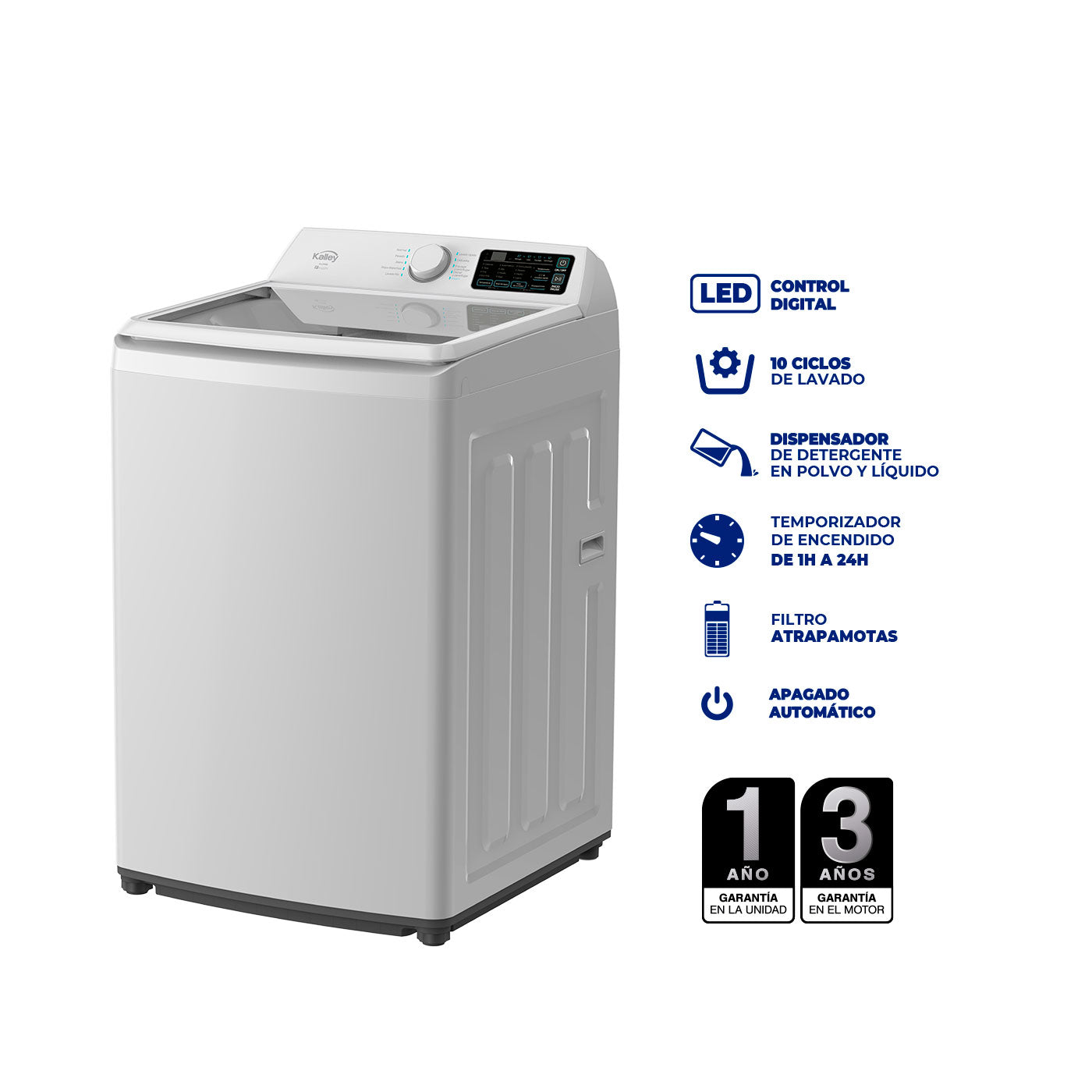 Lavadora Kalley Cs18kg K-Ld18b2, Blanco