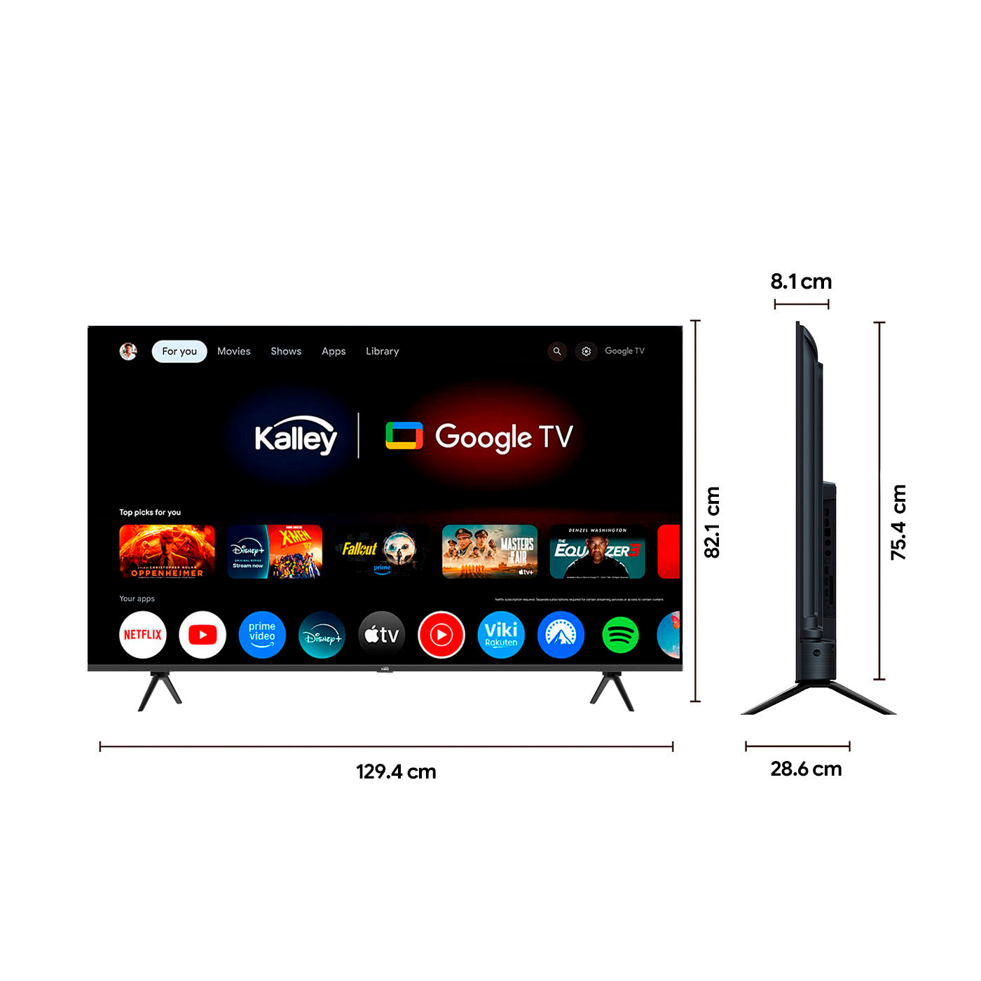 Televisor Kalley 58 Pulgadas 58gq400a 4K UHD, Negro