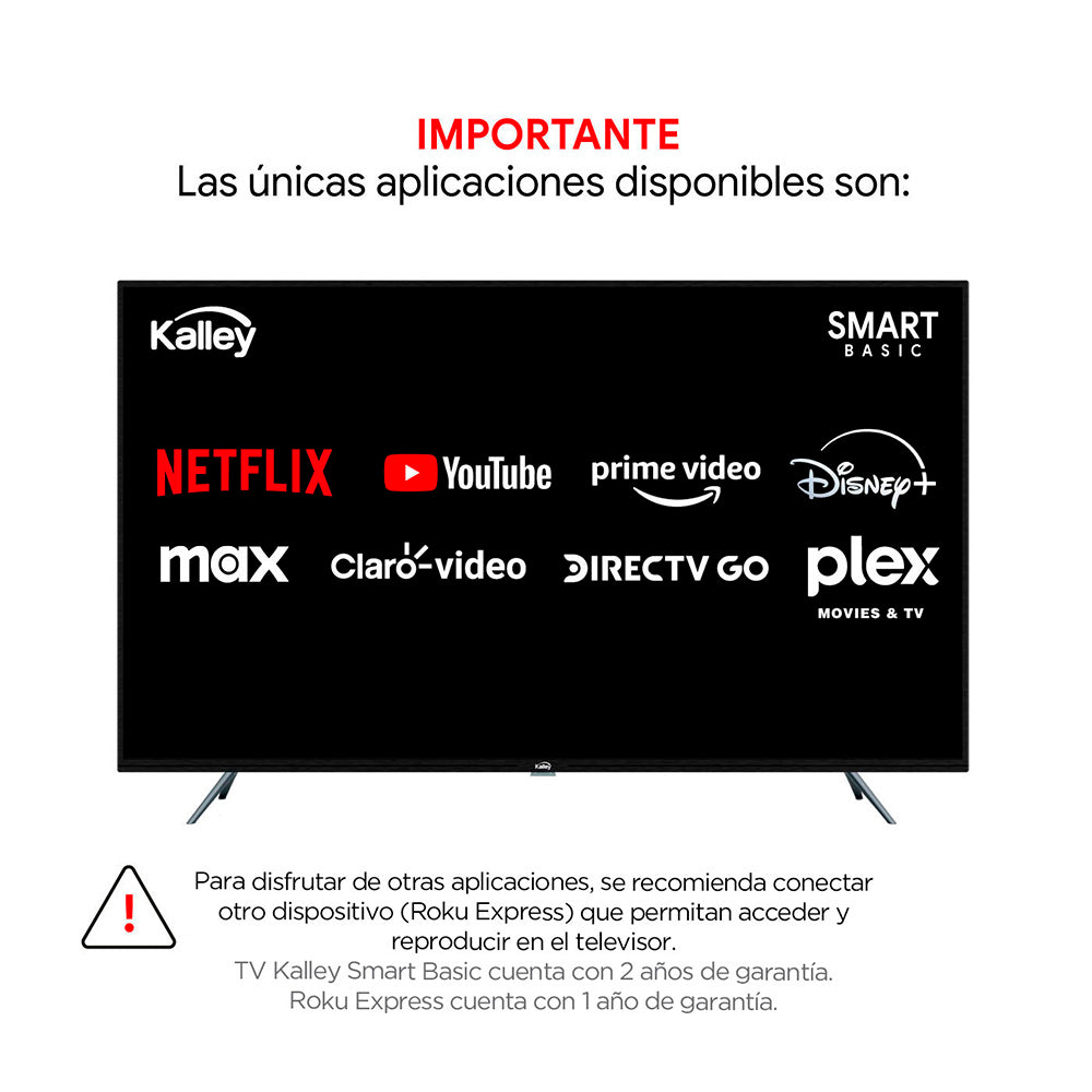 Televisor KALLEY 55 Pulgadas SB300, Incluye GRATIS Roku Express