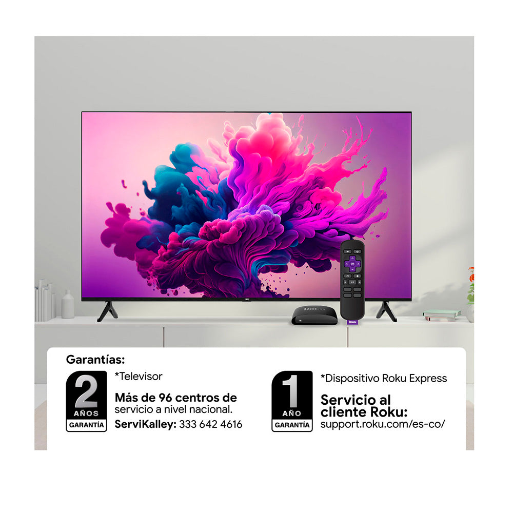 Televisor KALLEY 55 Pulgadas SB300, Incluye GRATIS Roku Express