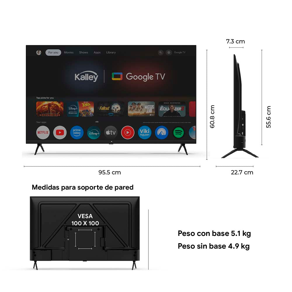 Televisor KALLEY 43 Pulgadas  QLED FHD Smart TV Google 43GQ200
