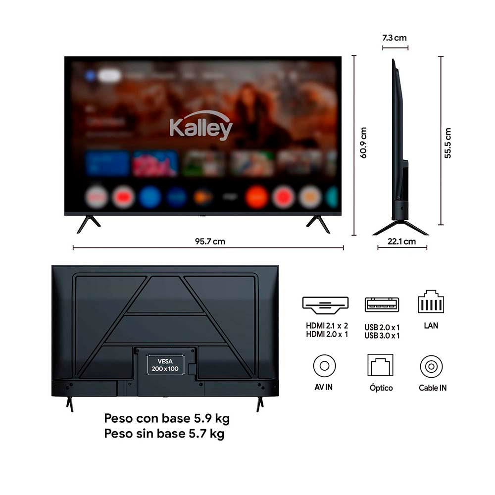 Televisor Kalley 43 Pulgadas Max LED 4K-UHD Smart TV Google 43g315