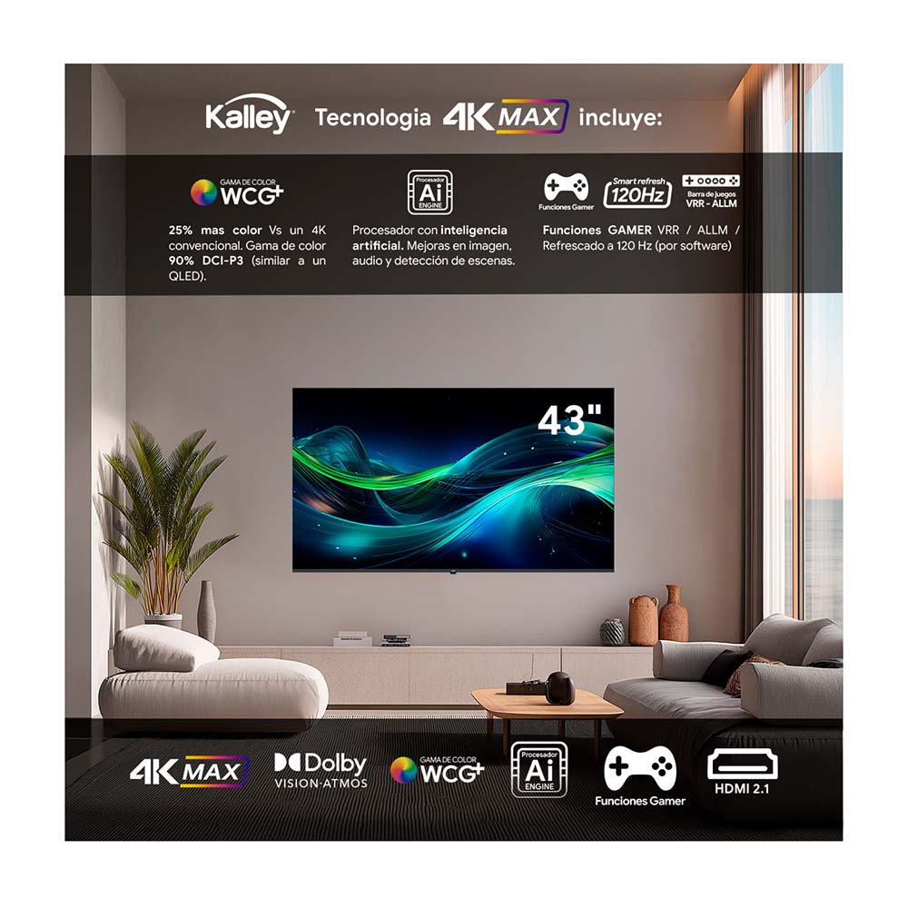 Televisor Kalley 43 Pulgadas Max LED 4K-UHD Smart TV Google 43g315
