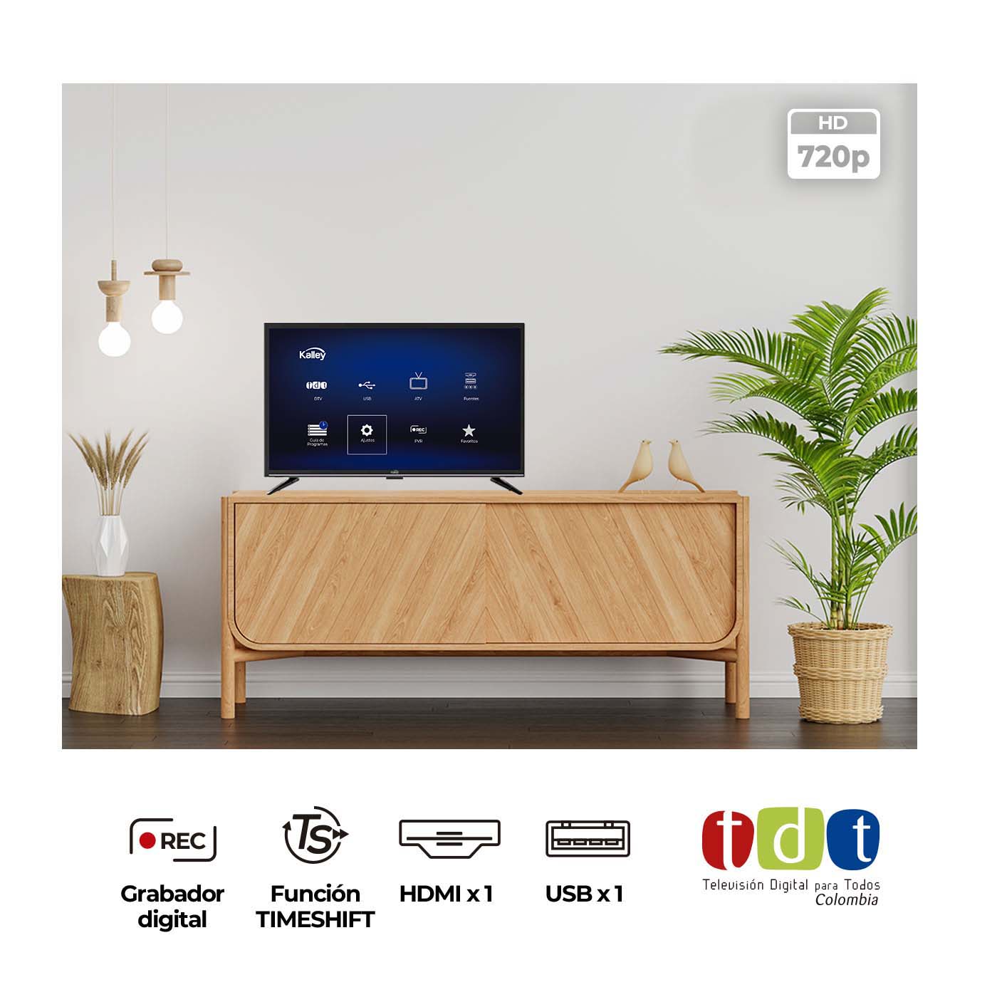 Televisor Kalley 24" Pulgadas, HD-TDT, Negro