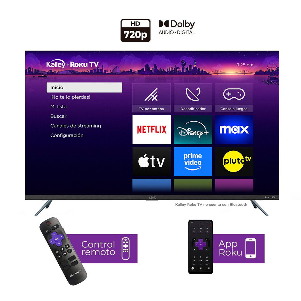 Televisor Kalley 32 Pulgadas Led HD Smart TV Roku TV K-RTV32, Negro