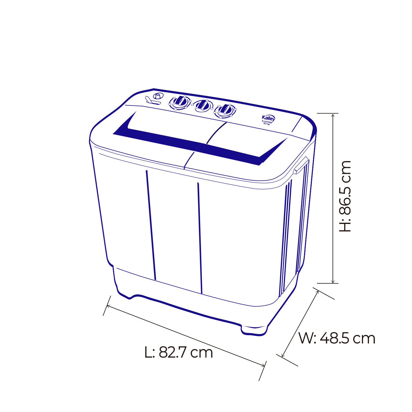 Lavadora Kalley Semiacs10.1kg Kld, Blanco