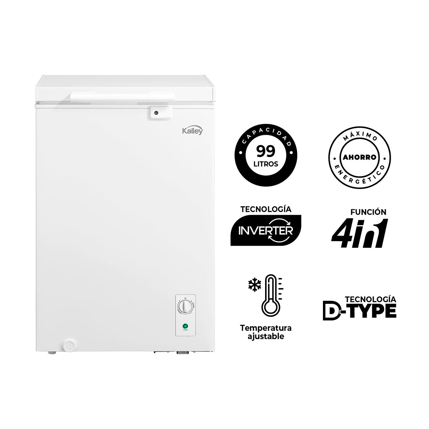 Congelador Horizontal KALLEY Dual 99 Litros, Blanco
