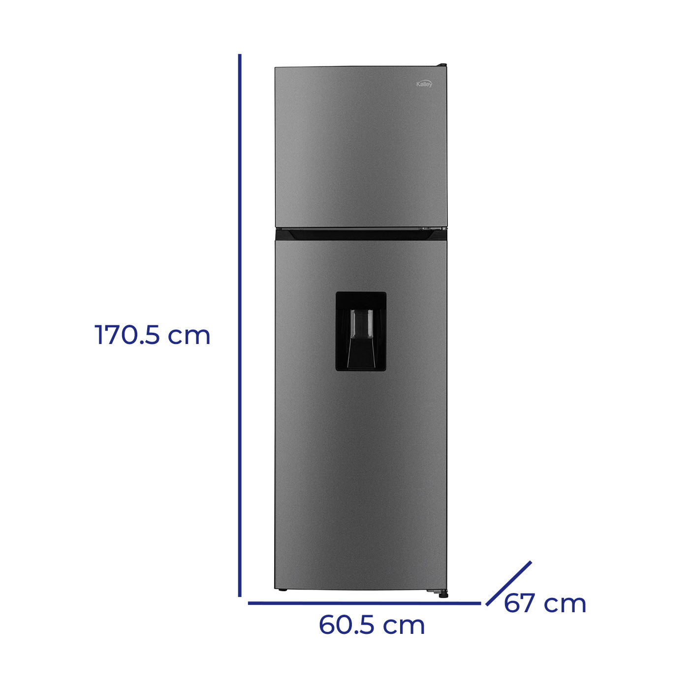 Nevera Kalley No Frost Congelador Superior 332 Litros Inverter, Gris