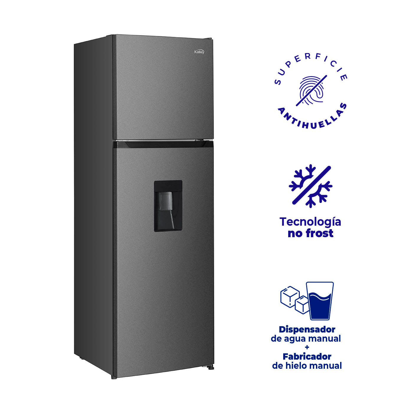 Nevera Kalley No Frost Congelador Superior 332 Litros Inverter, Gris