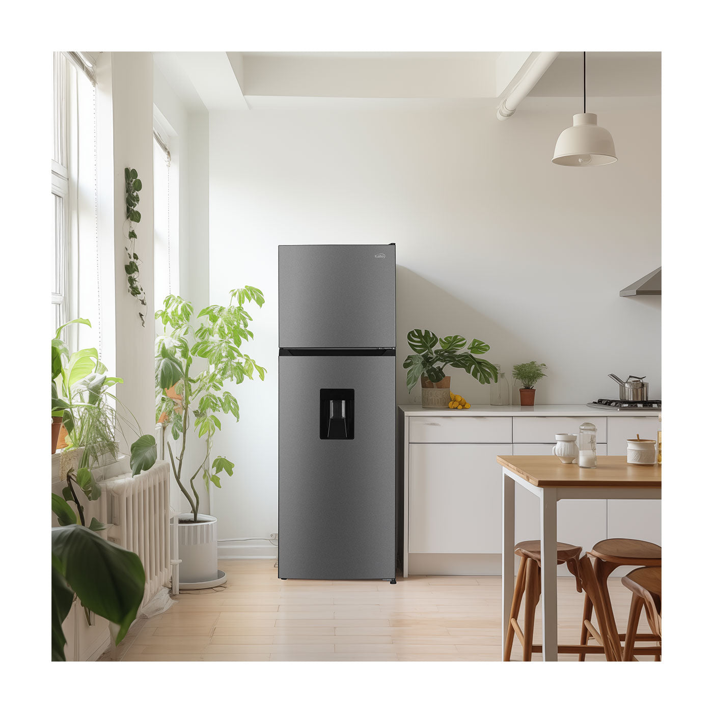 Nevera Kalley No Frost Congelador Superior 332 Litros Inverter, Gris