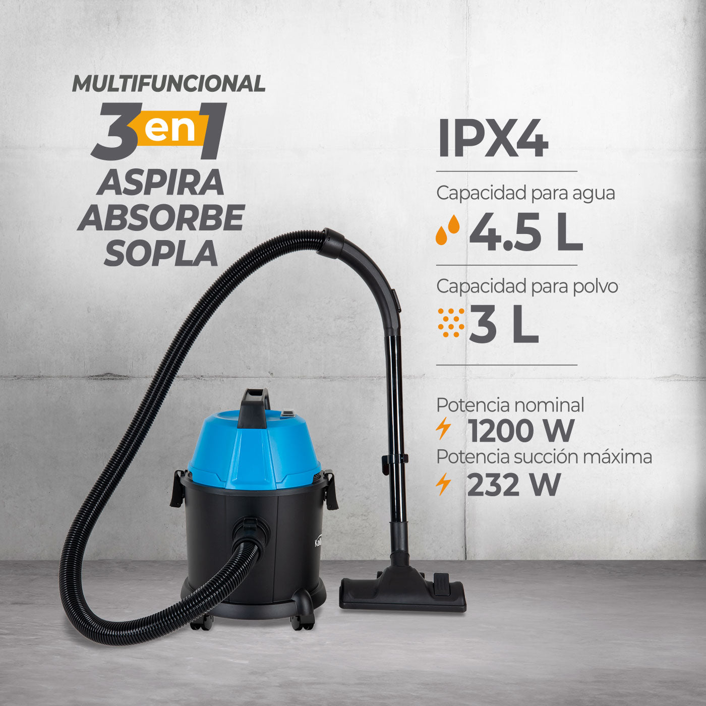 Aspiradora a Can Kalley 3/1 K-Awd, Negro