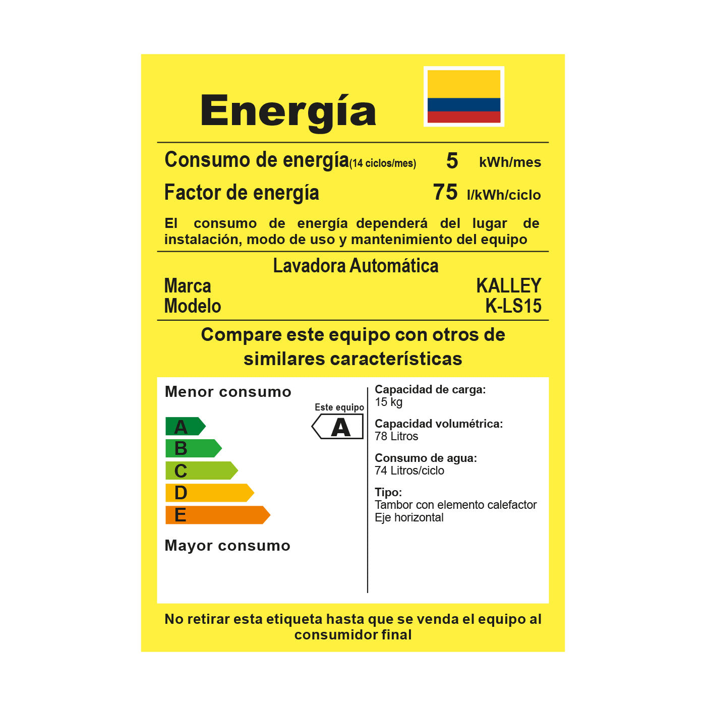 Lavadora Secadora Kalley Cf 15 Kg K-Ls15, Gris