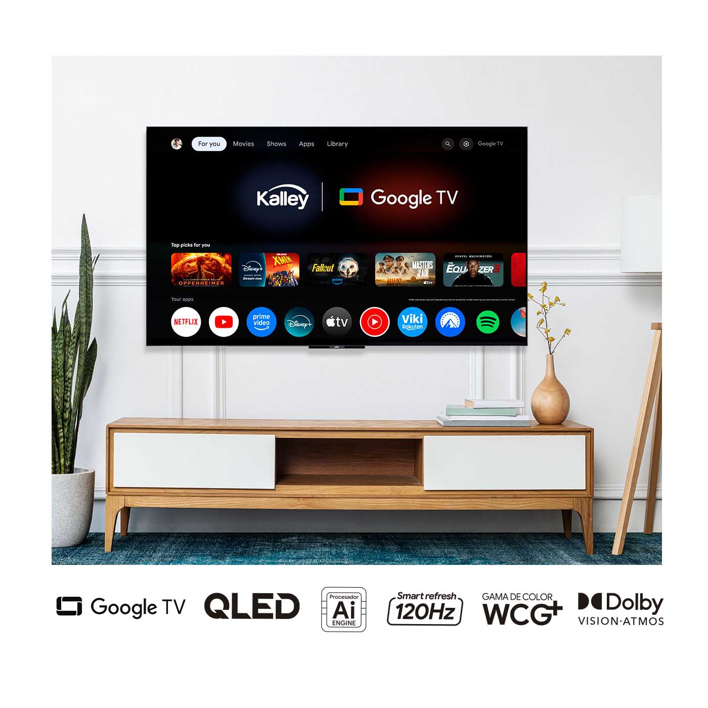 Televisor  KALLEY 65" 65GQ405  4KUHD QLED Smart TV Google