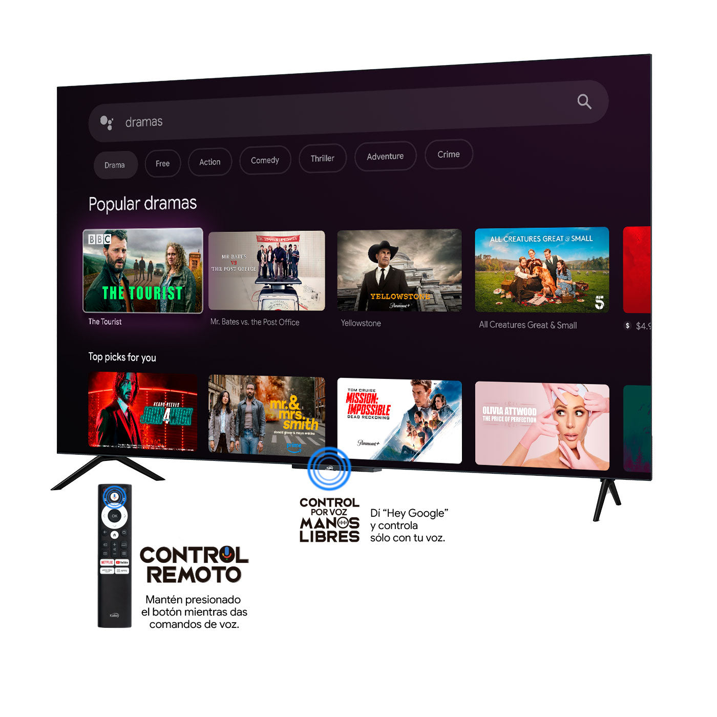Televisor  KALLEY 65" 65GQ405  4KUHD QLED Smart TV Google