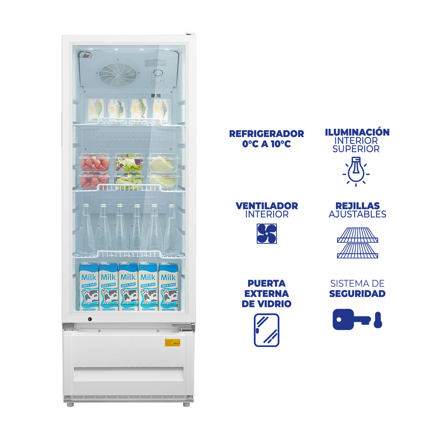 Nevera Vitrina Kalley Vtr 211lt Ksch211, Blanco