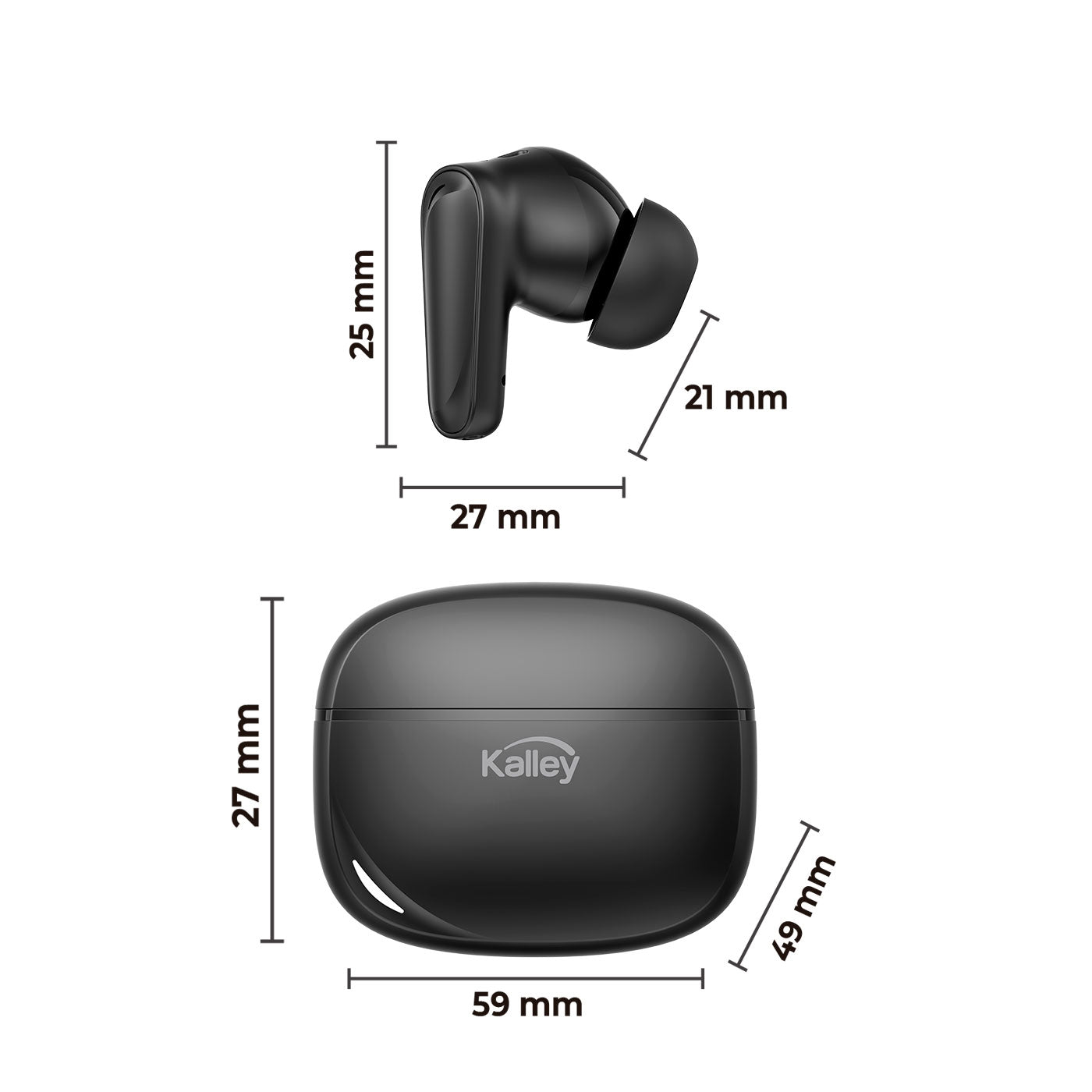 Audífonos Kalley Bluetooth Inear Kann, Negro