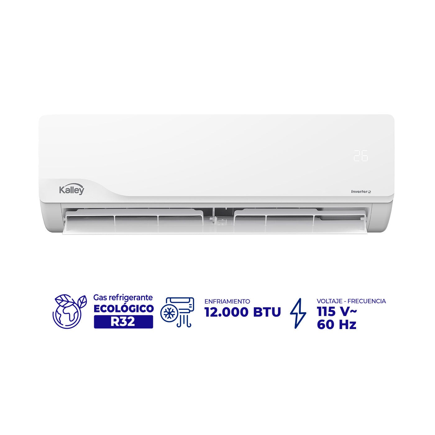 Aire acondicionado KALLEY 12.000BTU Tipo Split Inverter 115V K-A12D Blanco