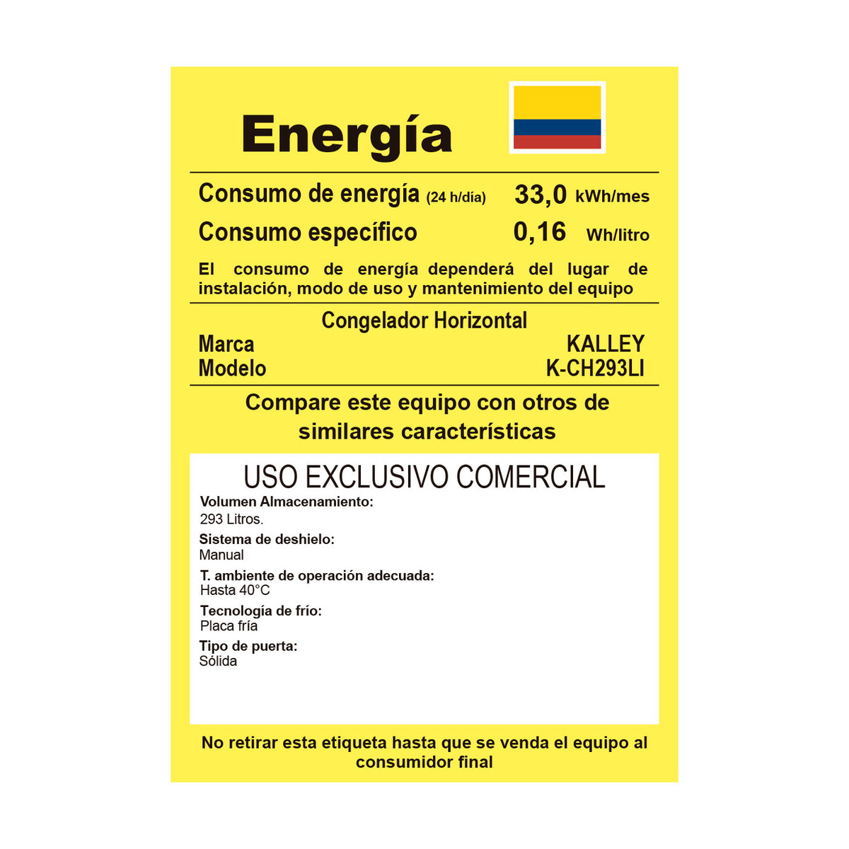 Congelador Horizontal Inverter Kalley 293Lt K-CH293LI, Blanco