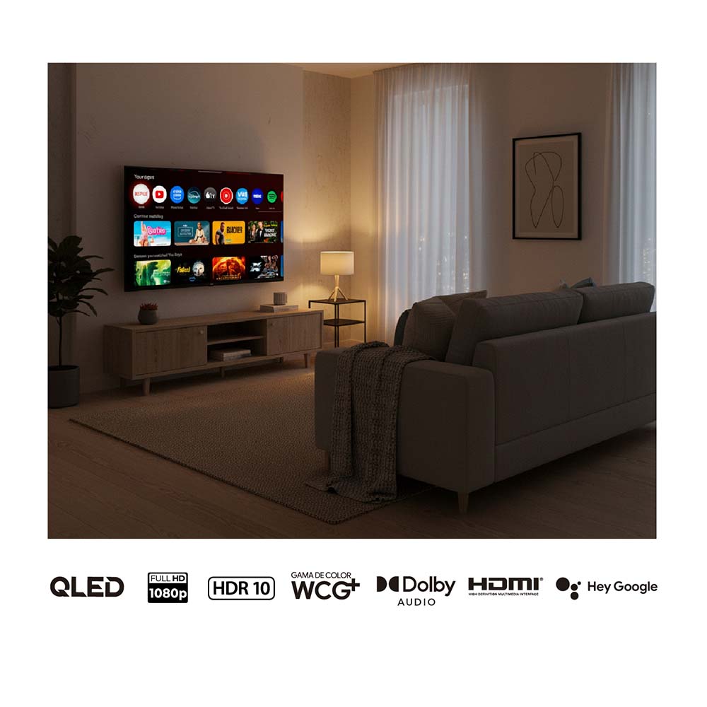 Televisor Kalley 40" Pulgadas 40GQ200 FHD QLED, Negro