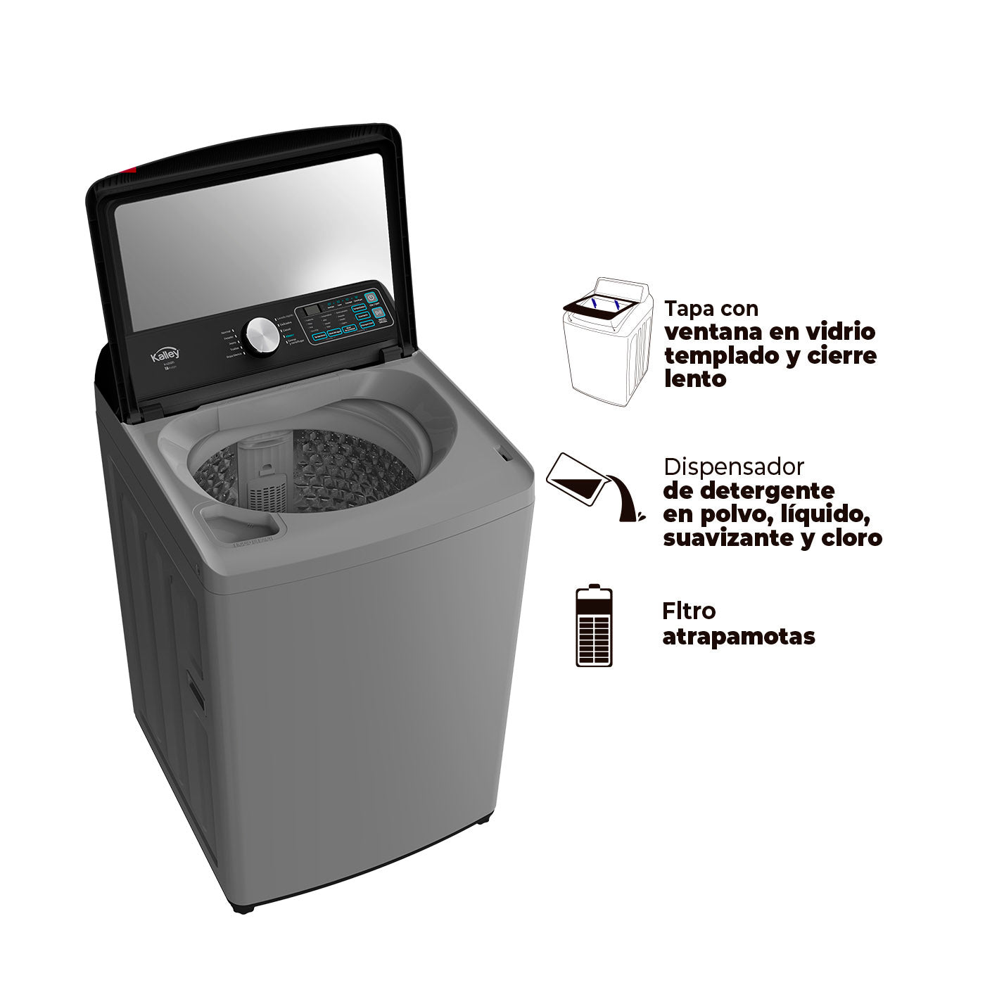 Lavadora Digital 22kg K-LD22g, Gris