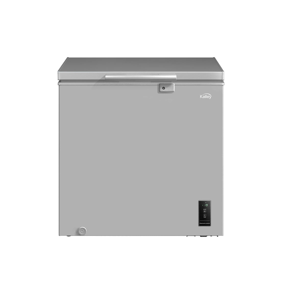 Congelador Horizontal Kalley 194Lt Control Digital y Puerta Deslizante De Vidrio, Gris