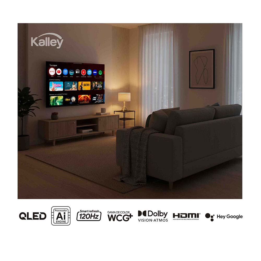 Televisor Kalley 75 Pulgadas QLED 4K-UHD Smart TV Google 75GQ415