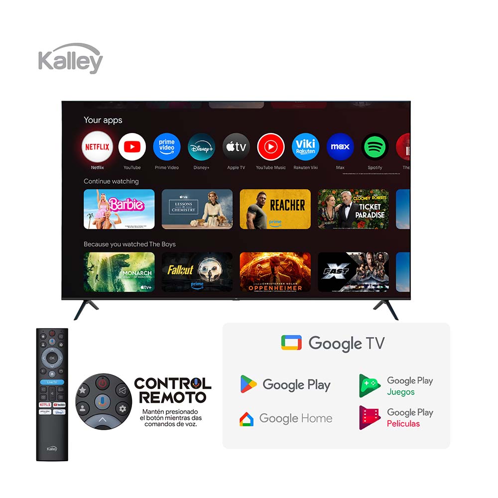 Televisor Kalley 75 Pulgadas QLED 4K-UHD Smart TV Google 75GQ415
