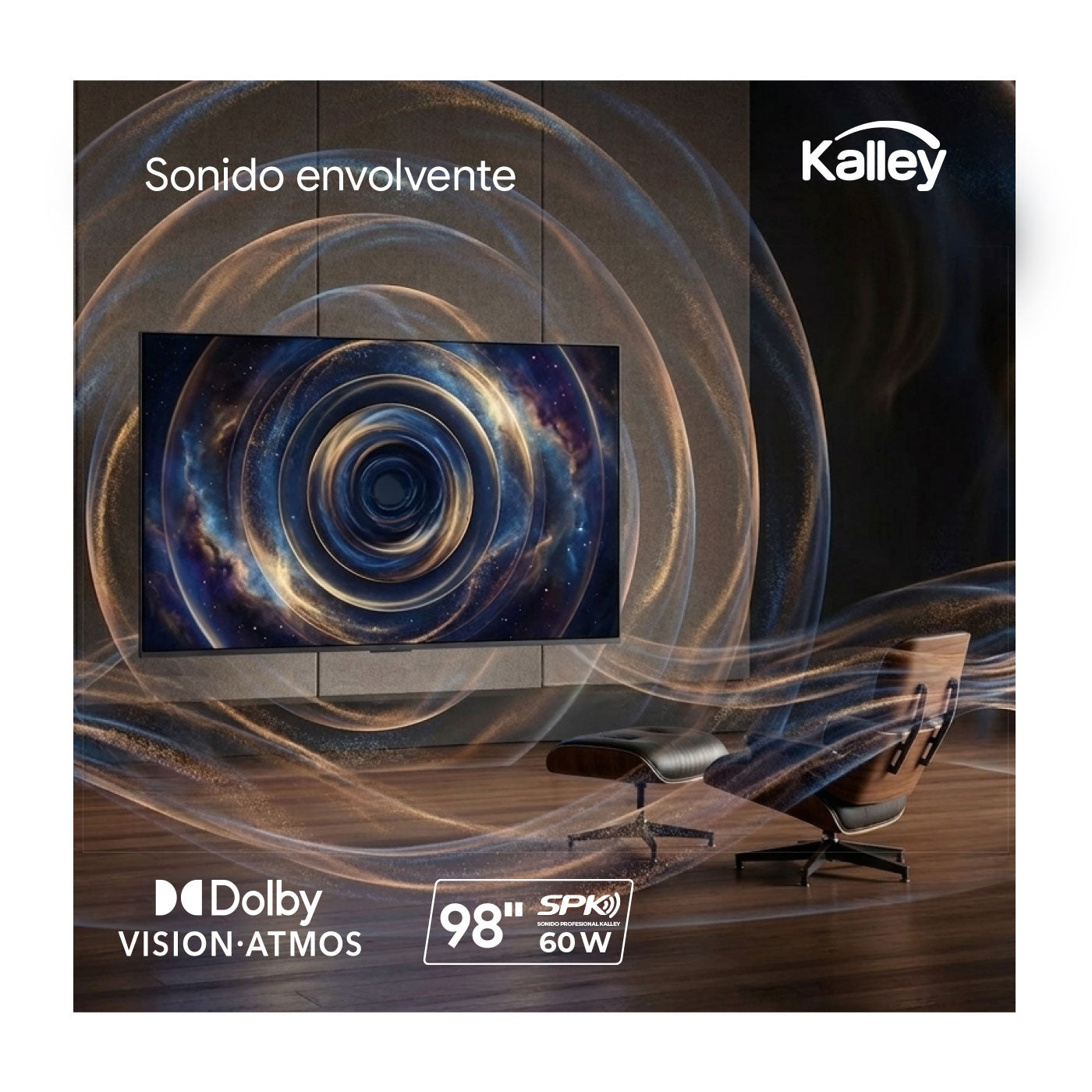 Televisor Kalley 98 Pulgadas QLED Gaming 4KUHD Miniled Smart TV Google, Negro