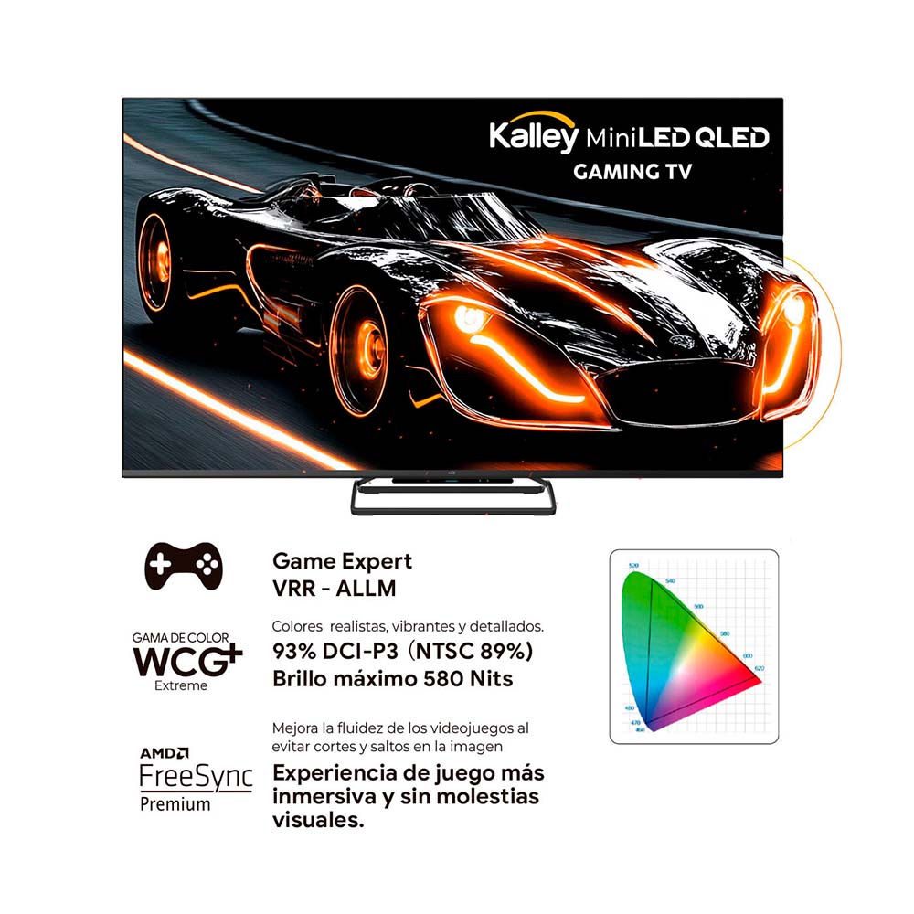 Televisor Kalley 75 Pulgadas Miniled QLED Gaming 4K-UHD Smart TV Google 75GM405