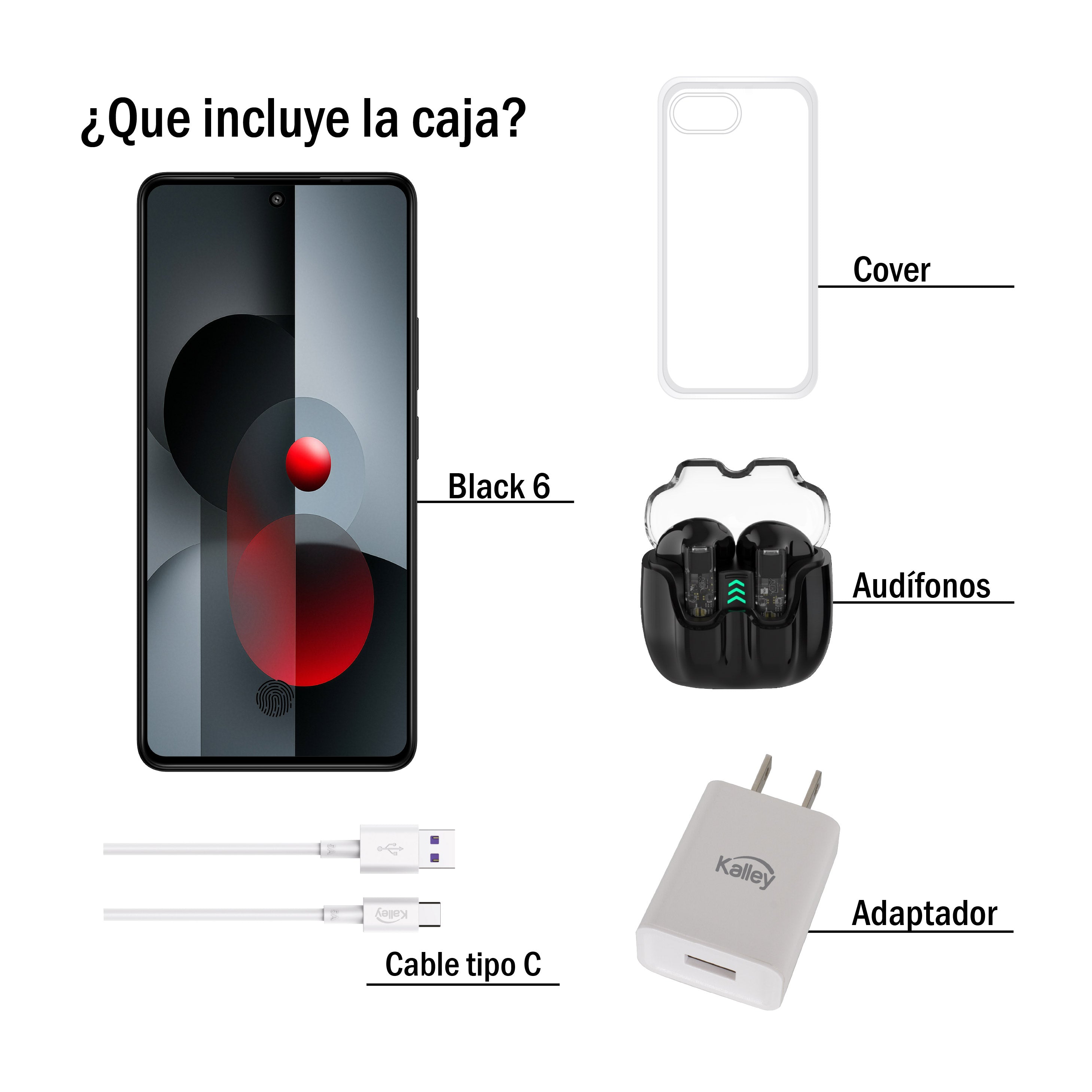 Celular Kalley Black 6 512GB, Negro
