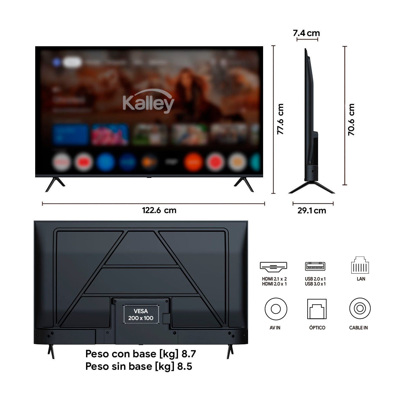 Televisor Kalley 55 Pulgadas Max Led 4K-UHD Smart TV Google 55G315A, Negro