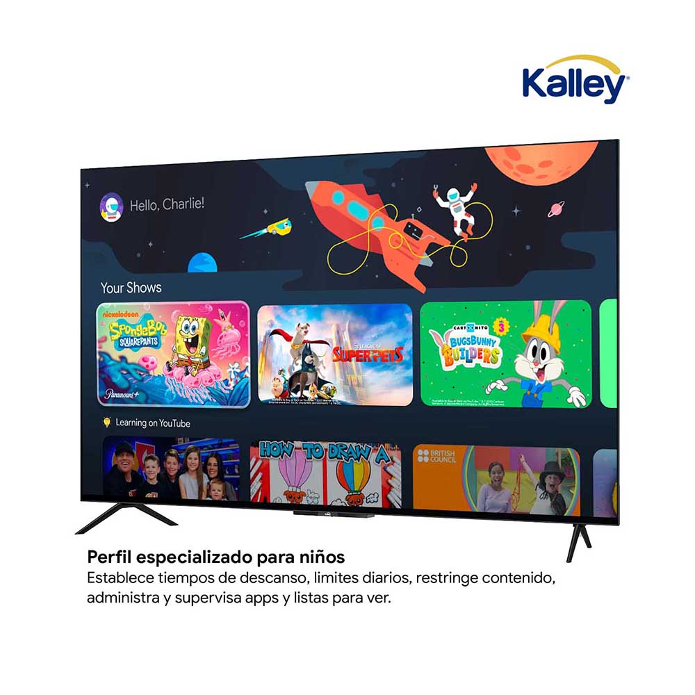 Televisor Kalley 50 pulgadas QLED 4K-UHD Smart TV Google 50GQ405A, Negro