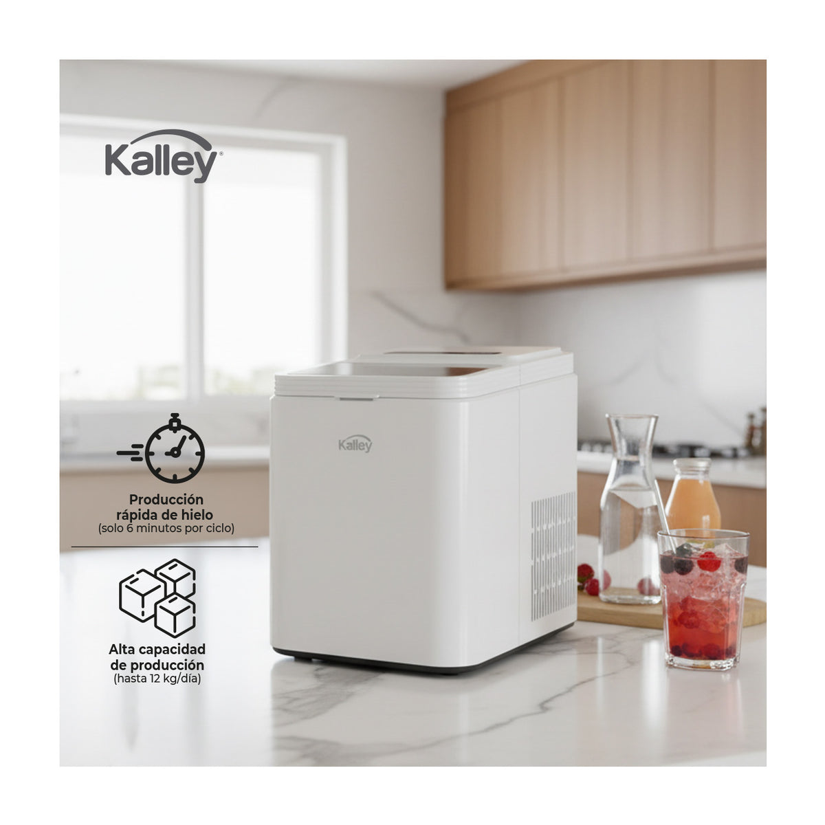 Fabricador De Hielo Kalley 12K KIM12, Blanco