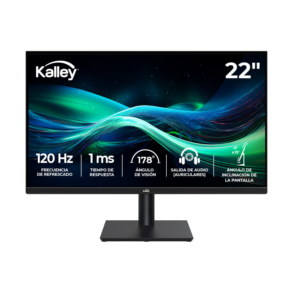 Monitor Kalley 22 Pulgadas M22FP2 FHD Plano, Negro