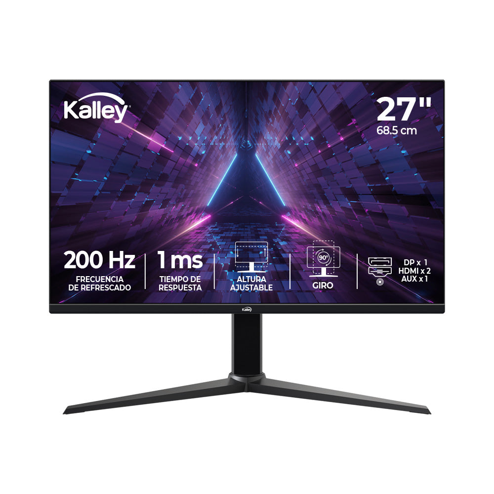 Monitor KALLEY Gamer 27 Pulgadas M27FG20 FHD Plano, Negro