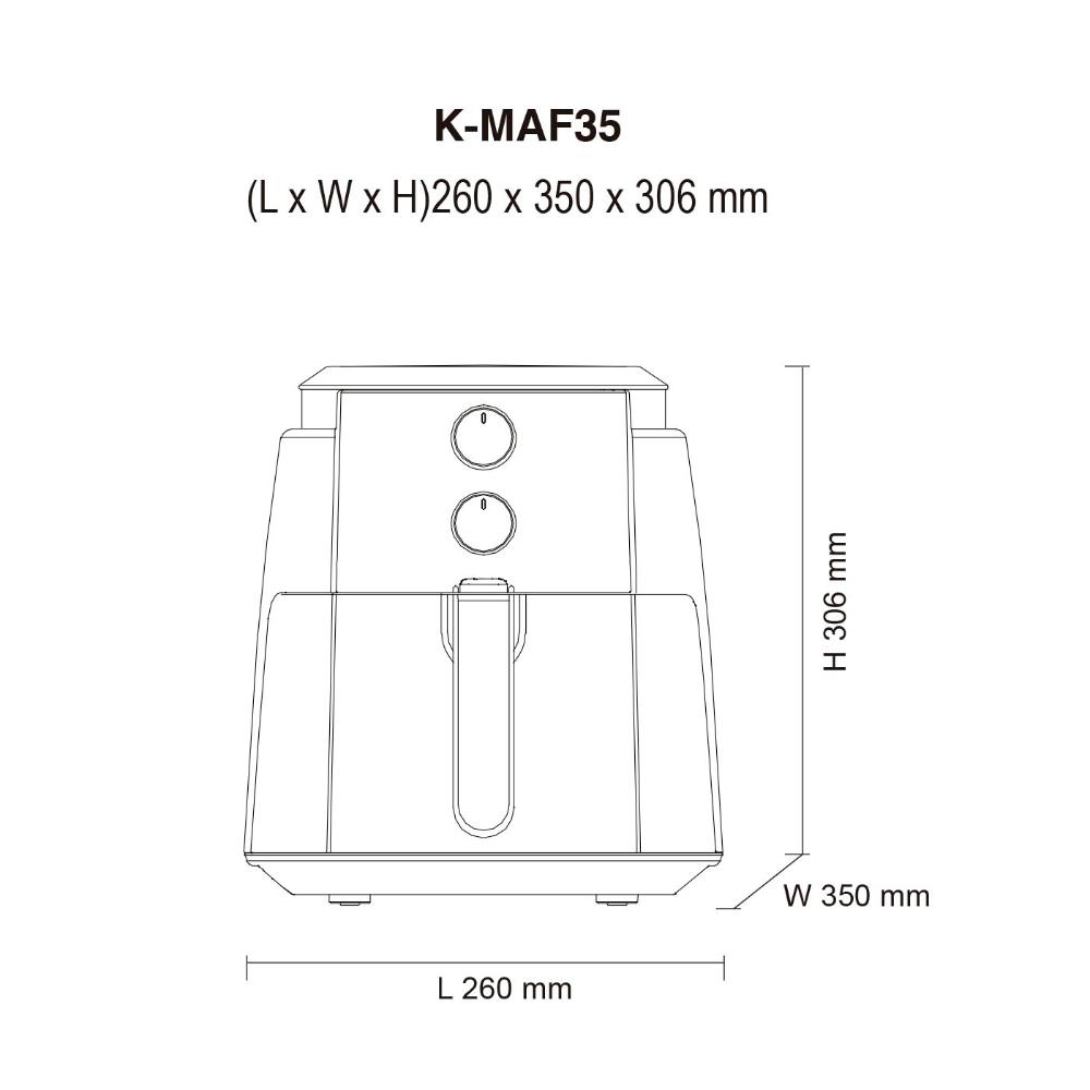 Freidora De Aire Kalley 3.5Litros K-Maf35, Color Negro