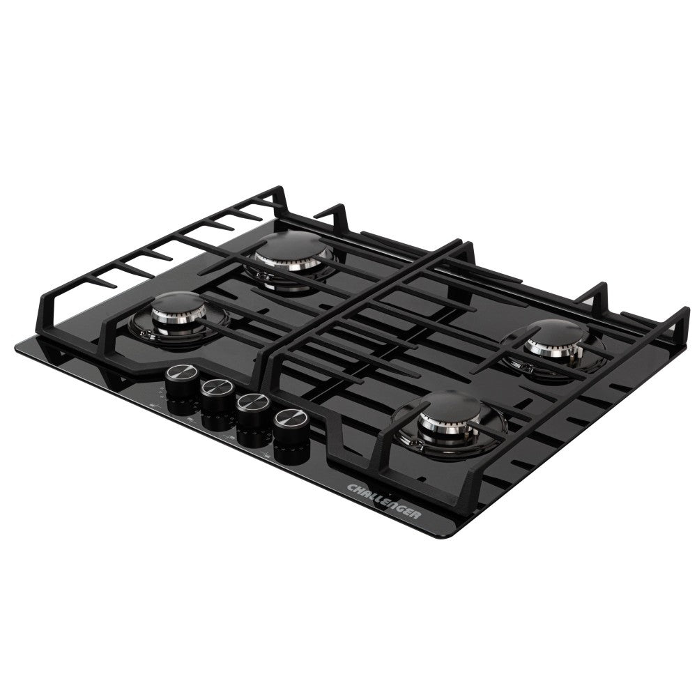 Estufa De Empotrar Challenger 65cms 4 Puestos Gas Natural, Negro