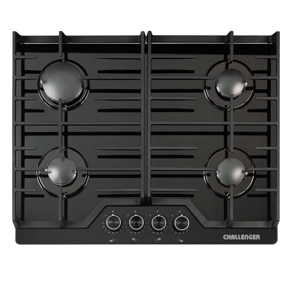 Estufa De Empotrar Challenger 65cms 4 Puestos Gas Natural, Negro