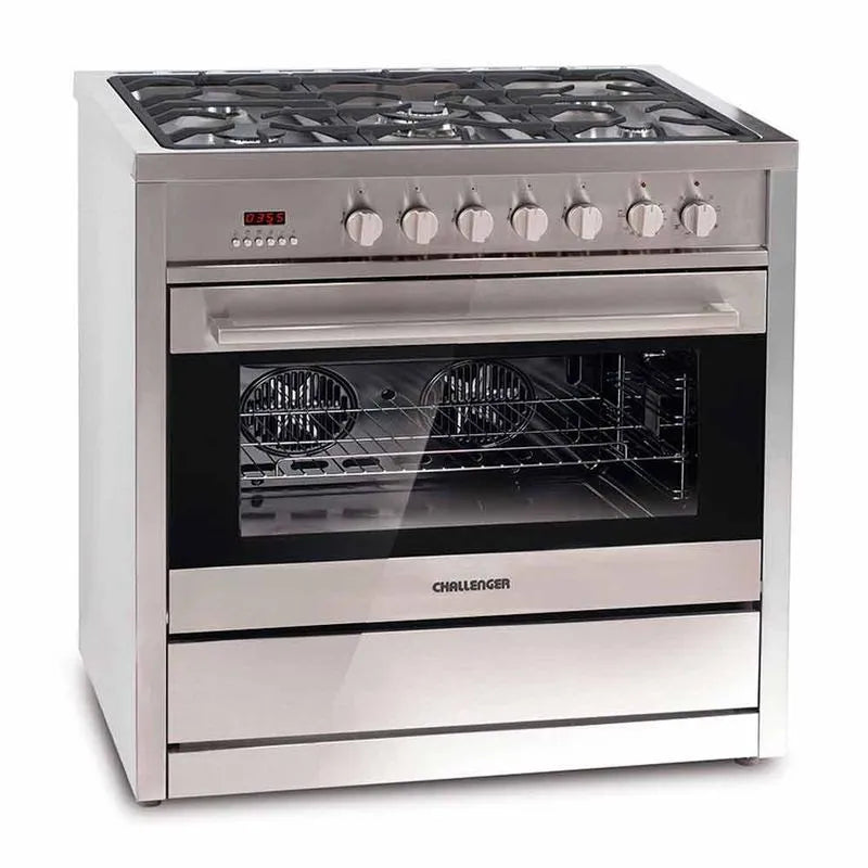 Estufa De Piso Inox 5 Puestos 90cm Gas Natural Challenger Si9490