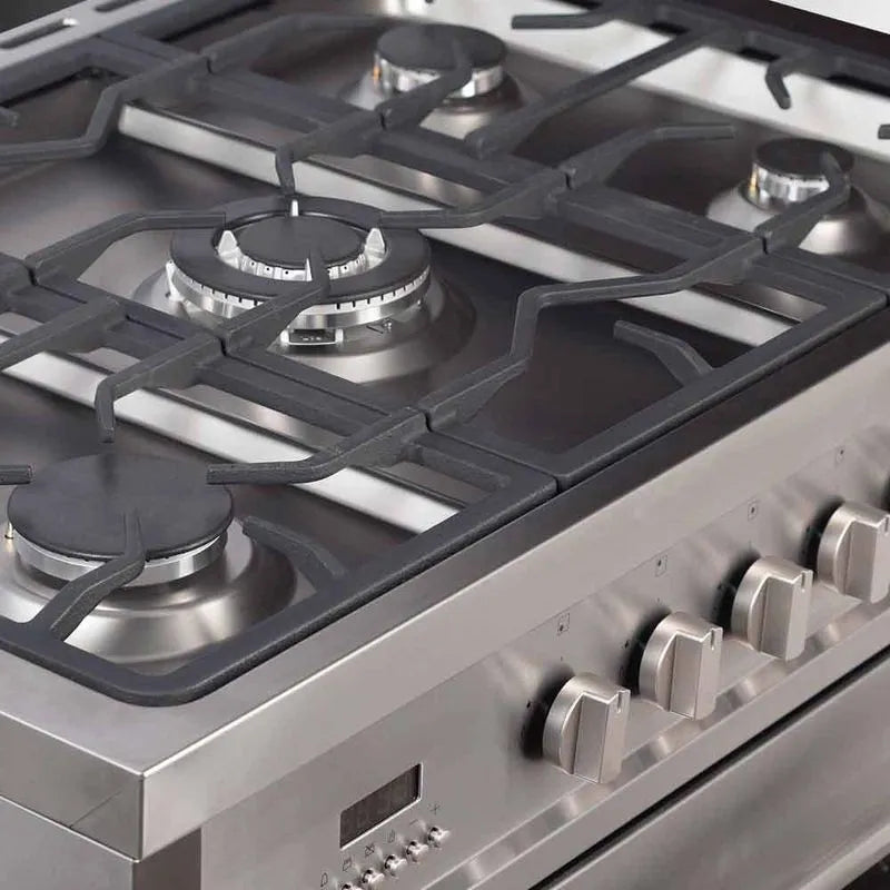 Estufa De Piso Inox 5 Puestos 90cm Gas Natural Challenger Si9490