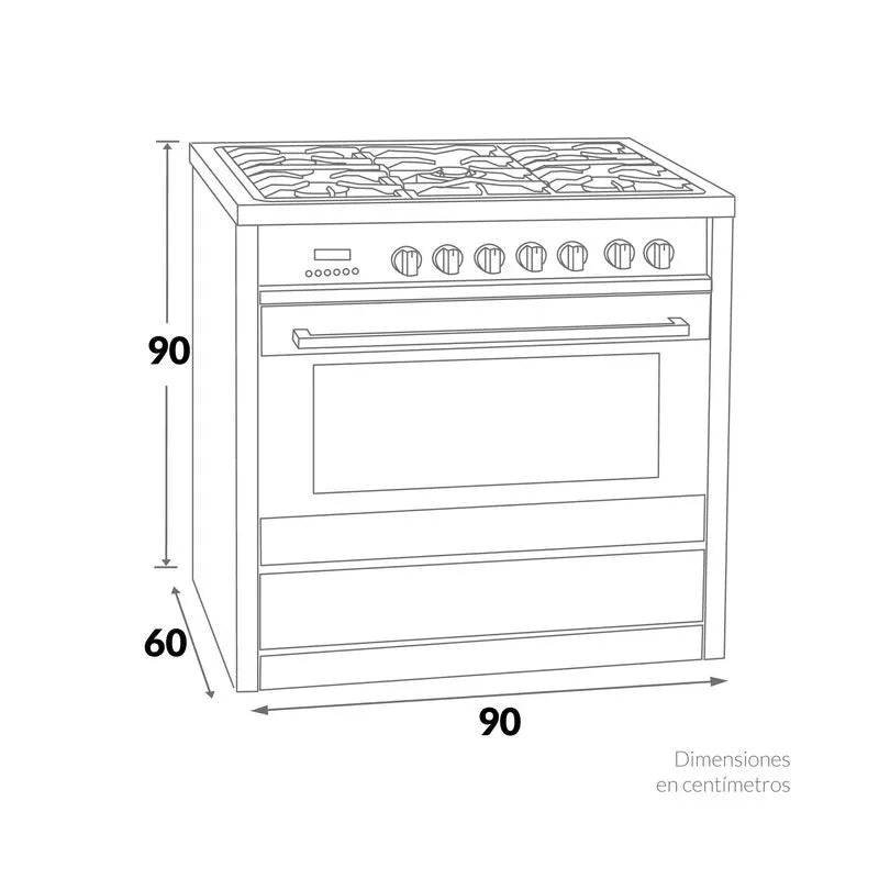 Estufa De Piso Inox 5 Puestos 90cm Gas Natural Challenger Si9490