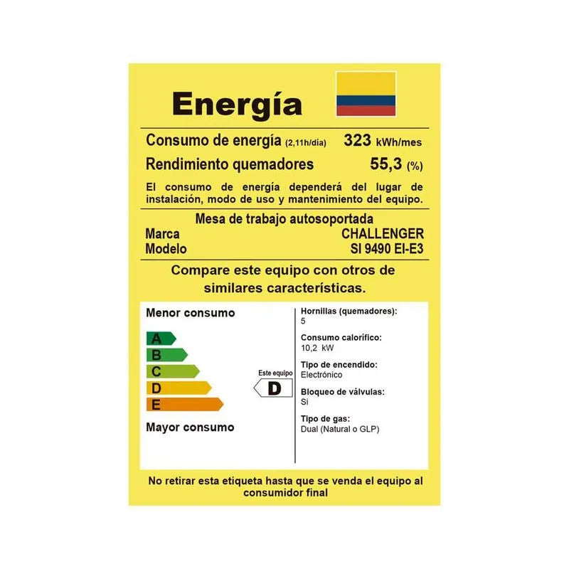 Estufa De Piso Inox 5 Puestos 90cm Gas Natural Challenger Si9490